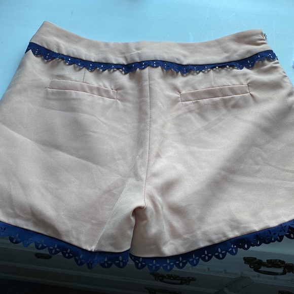 Blush shorts with navy lace type detailing - Picture 3 of 3